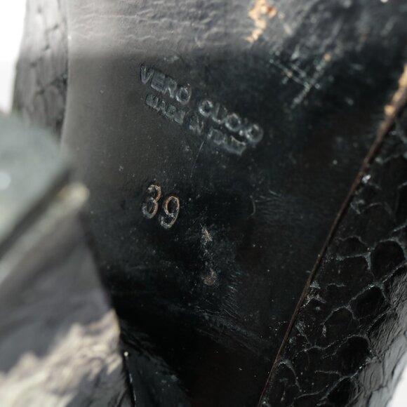 And Other Stories Womens Boots Size 39 8 Black Python Pointed Block Heel Italy - Picture 10 of 14